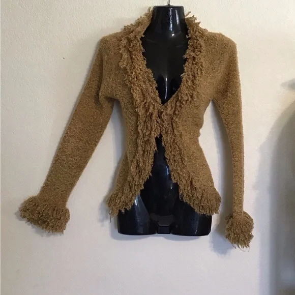 52 Weekends Textured Tan Cardigan Sweater. Size M - Picture 3 of 11